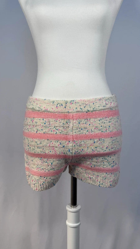 Pink and White Space-Dyed Mini Shorts
