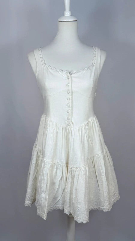 Robe mini sans manches blanc cassé