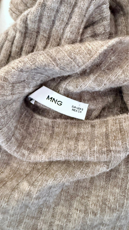 Robe fendue maille côtelée marron