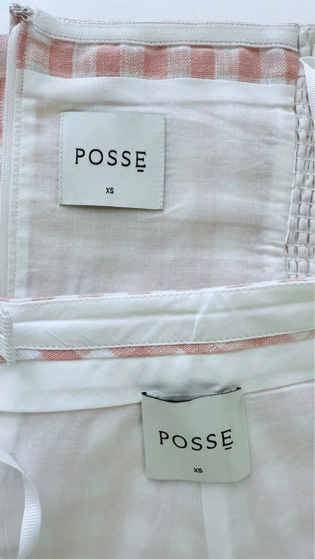 Bandeau Paige + Short Perry à carreaux blanc et rose