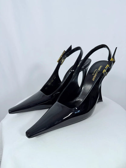 Slingbacks DUNE en cuir verni noire