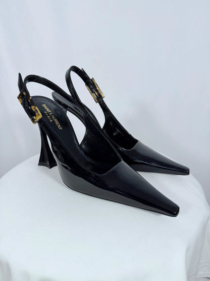 Slingbacks DUNE en cuir verni noire