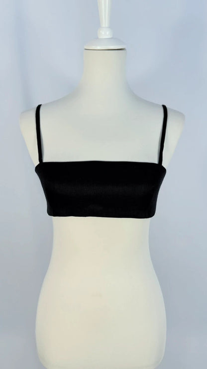 Crop top en lin noir