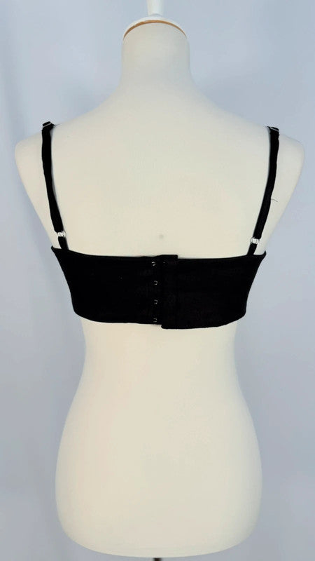 Crop top en lin noir