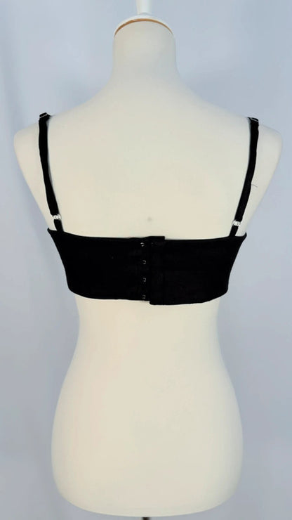 Crop top en lin noir