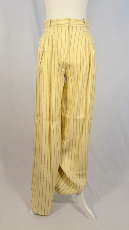 Yellow striped linen pants