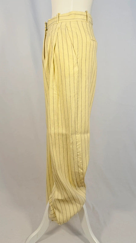 Yellow striped linen pants