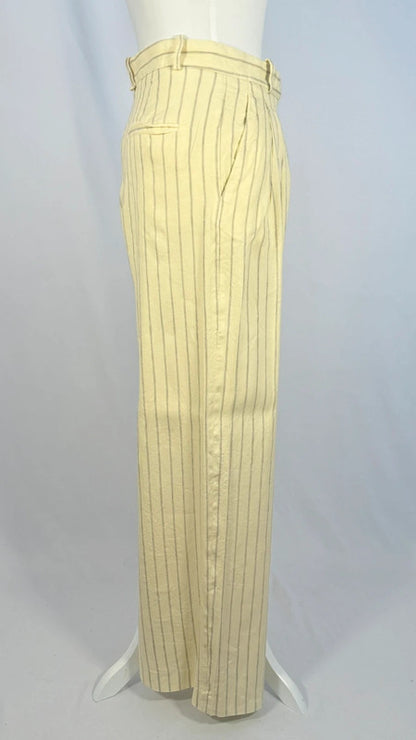 Yellow striped linen pants