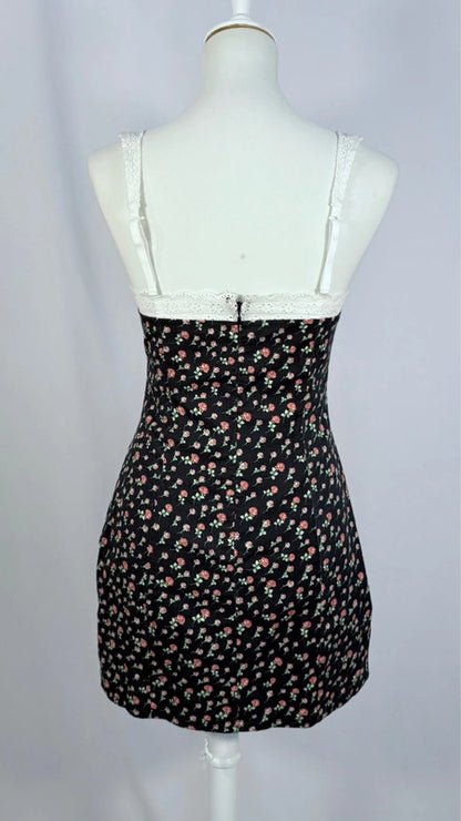 Robe mini Camille noire fleurie