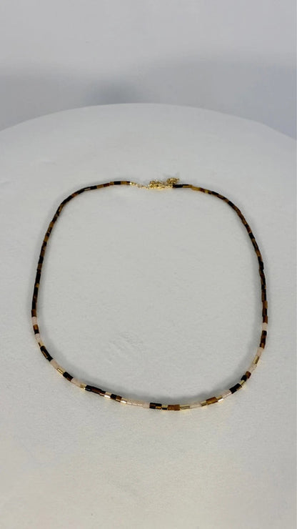 Collier Delphi multi-gemstone Beaded marron