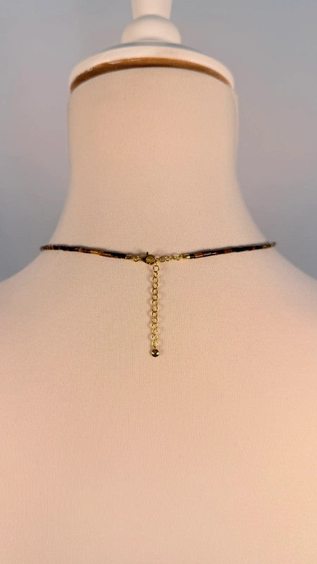 Collier Delphi multi-gemstone Beaded marron