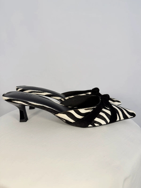 Chaussures à talons kitten en cuir imprimé zébré