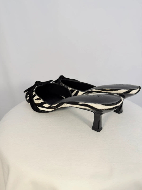 Chaussures à talons kitten en cuir imprimé zébré