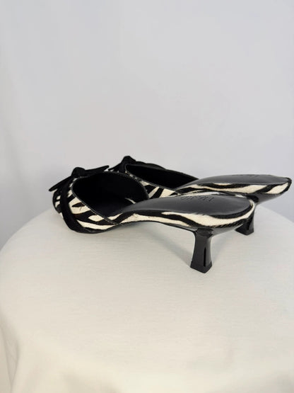 Chaussures à talons kitten en cuir imprimé zébré