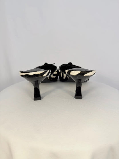 Chaussures à talons kitten en cuir imprimé zébré