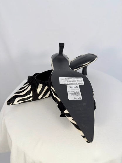 Chaussures à talons kitten en cuir imprimé zébré