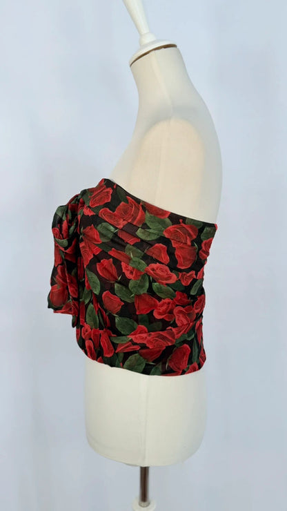 Top Abby rouge fleuri - For love and lemons