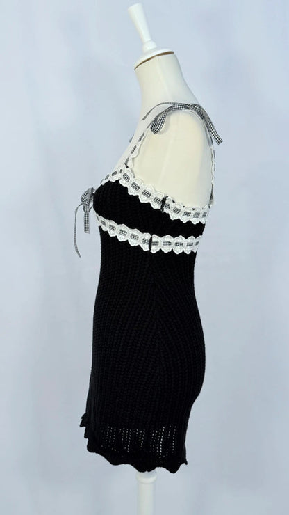 Robe courte Becky avec bordures à ruban noire - For love and lemons