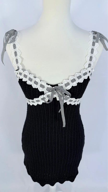 Robe courte Becky avec bordures à ruban noire - For love and lemons