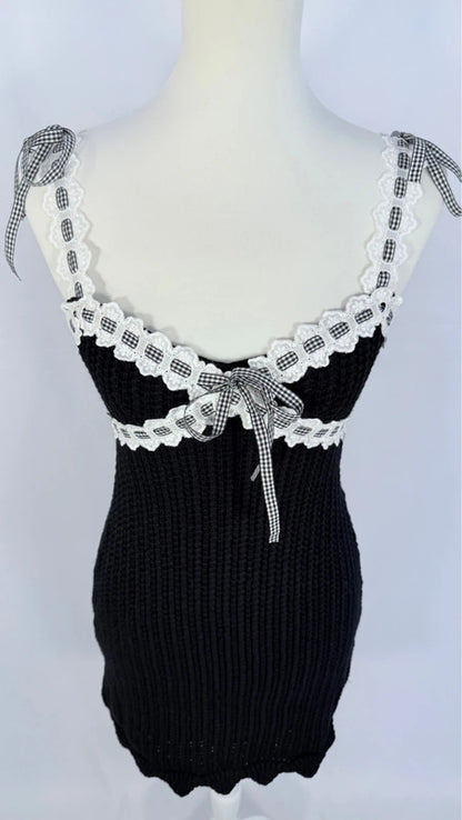 Robe courte Becky avec bordures à ruban noire - For love and lemons