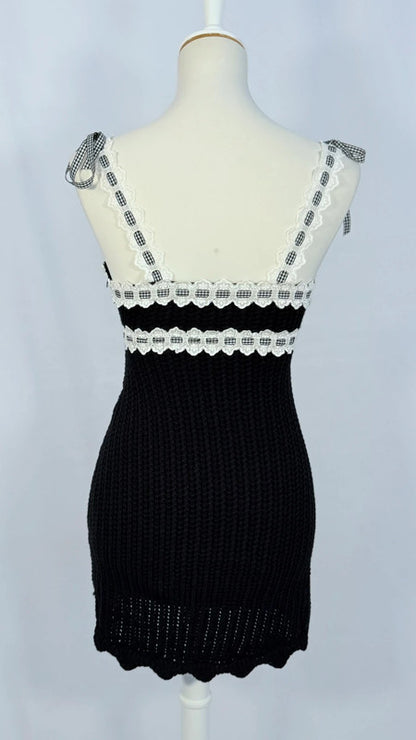 Robe courte Becky avec bordures à ruban noire - For love and lemons