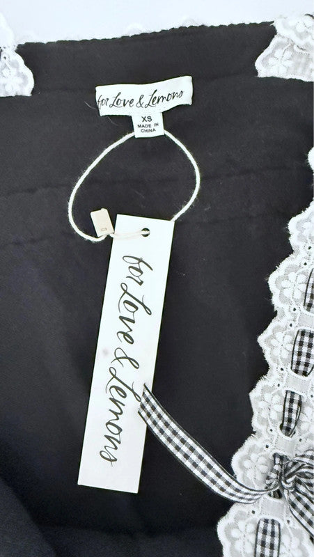 Robe courte Becky avec bordures à ruban noire - For love and lemons