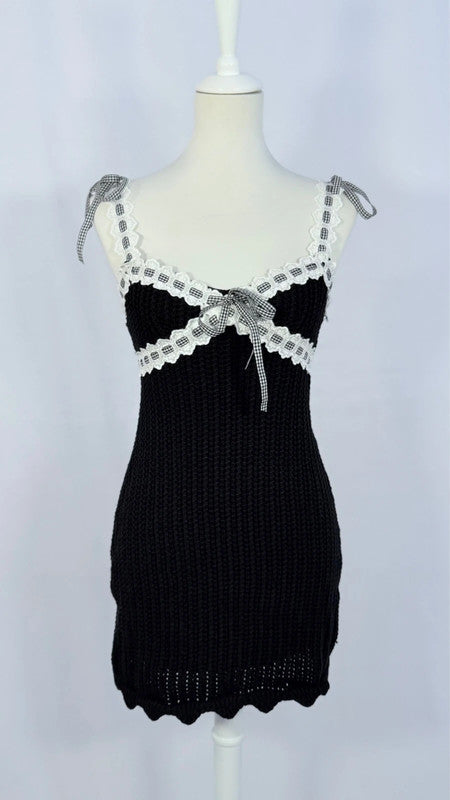 Robe courte Becky avec bordures à ruban noire - For love and lemons