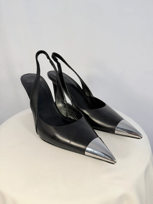 Sling backs bout métal noir - Massimo Dutti Studio