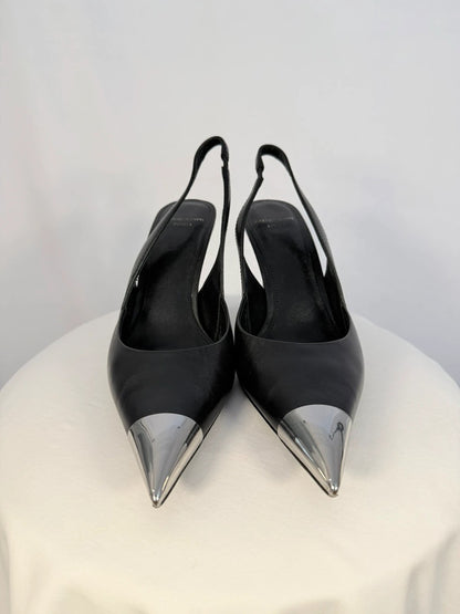 Sling backs bout métal noir - Massimo Dutti Studio