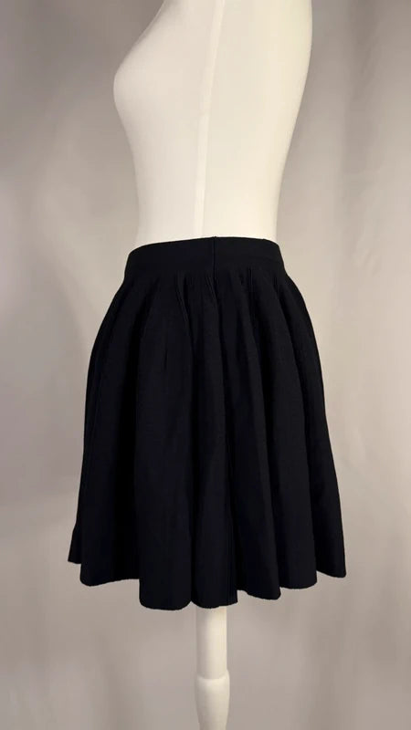 Black stretch pleated skirt