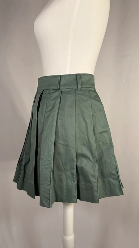 Green pleated mini skirt