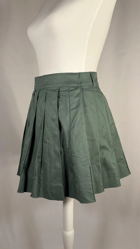 Green pleated mini skirt