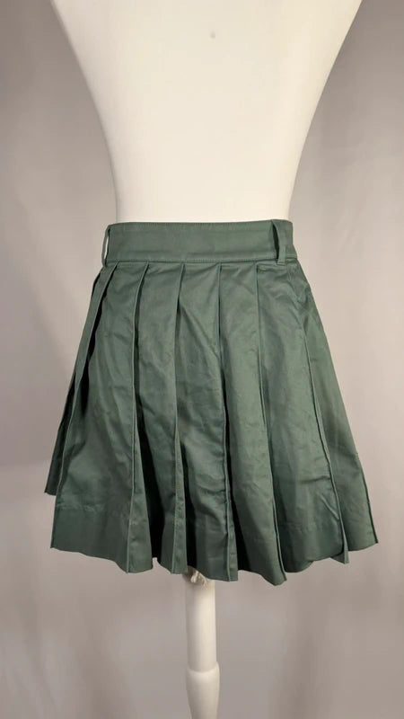Green pleated mini skirt