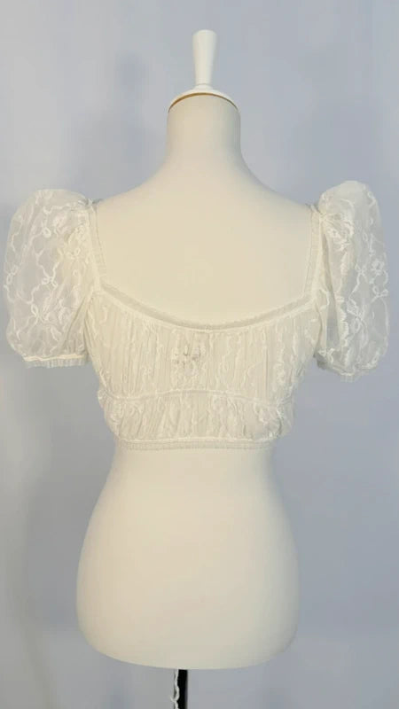 Top bustier en dentelle blanche