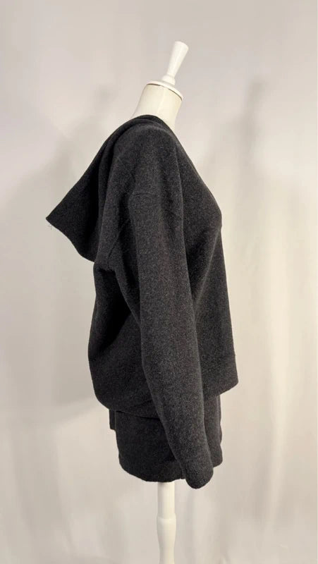 Grey wool Belsay hoodie and mini shorts set