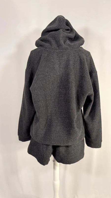 Grey wool Belsay hoodie and mini shorts set