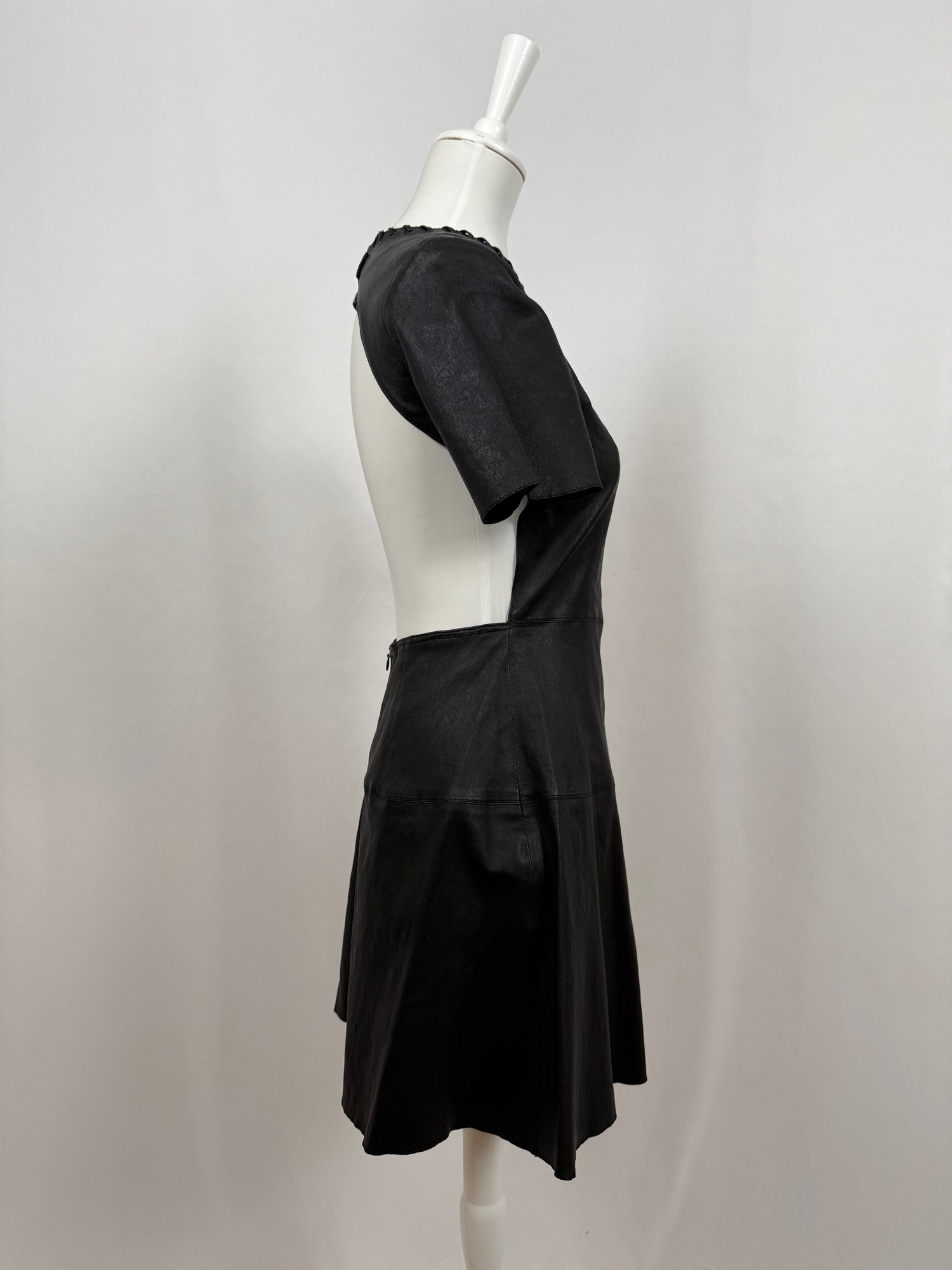 Negin short black leather dress