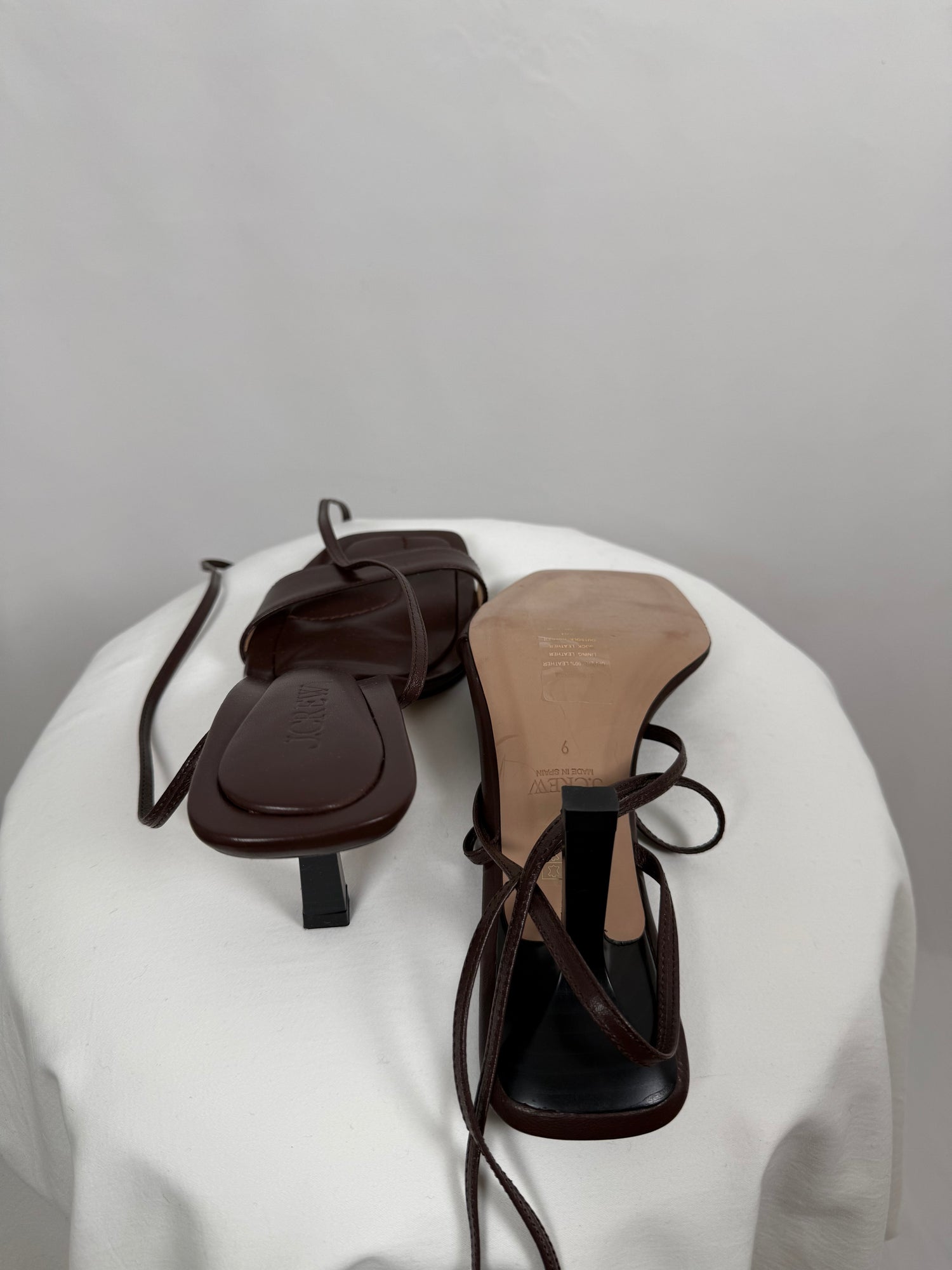 Sandales marron à lacets en cuir Leni