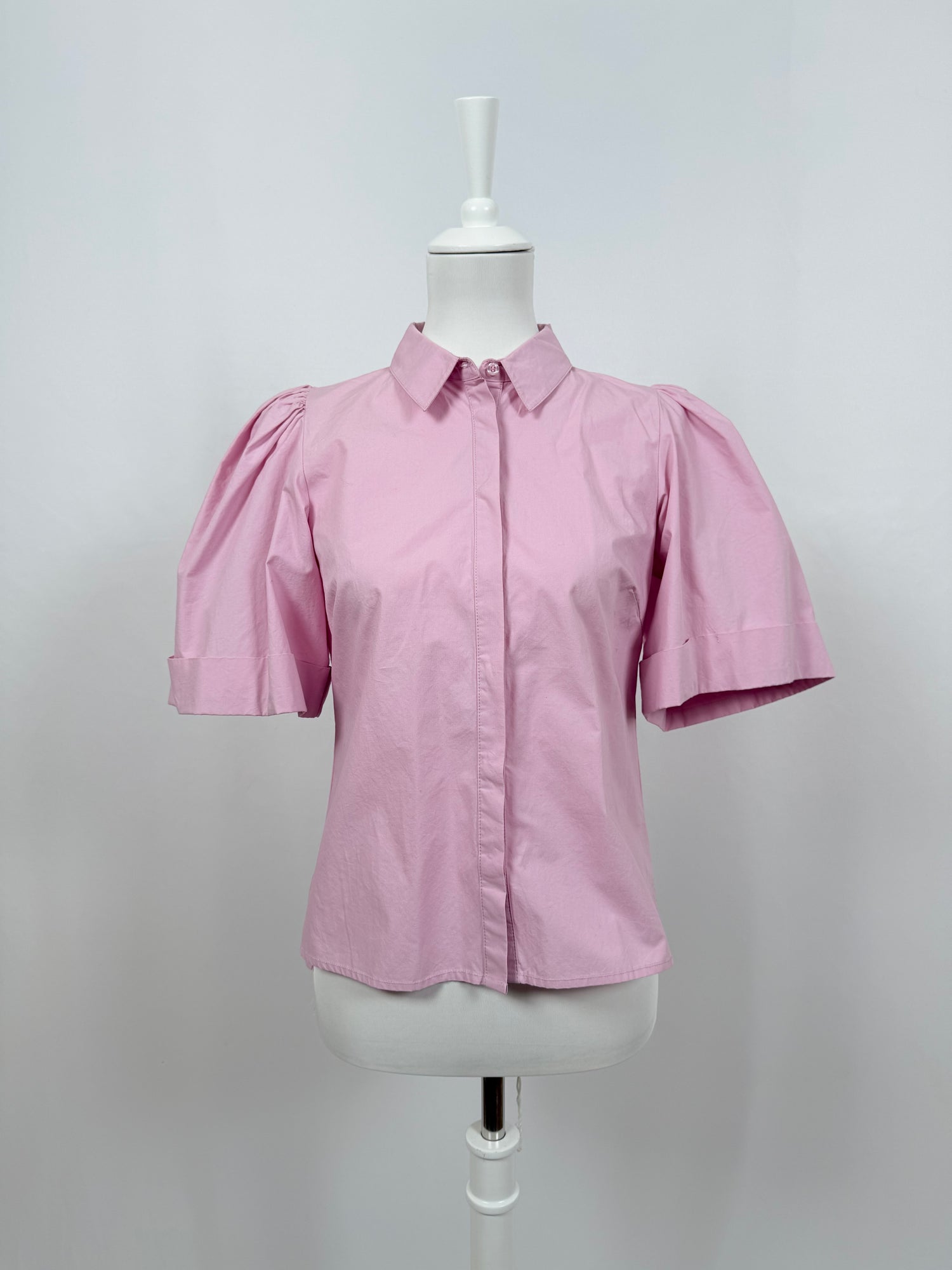 Chemise à manches courtes bouffantes rose