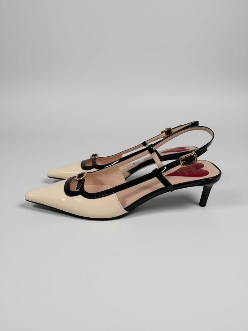 Escarpins Slingback Viv’ Canard blanc et noir