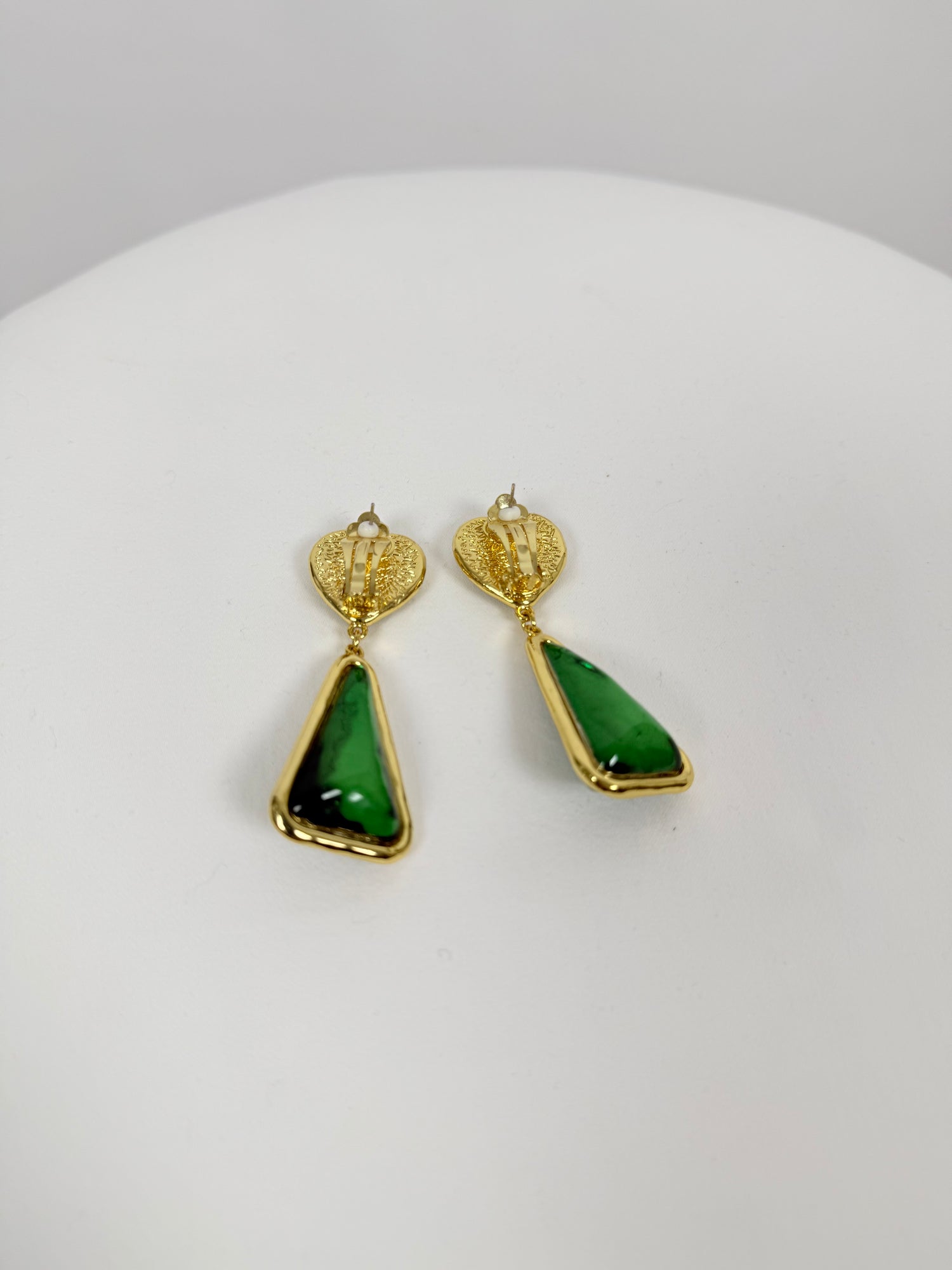 Boucles d’oreilles plaqué or et vertes
