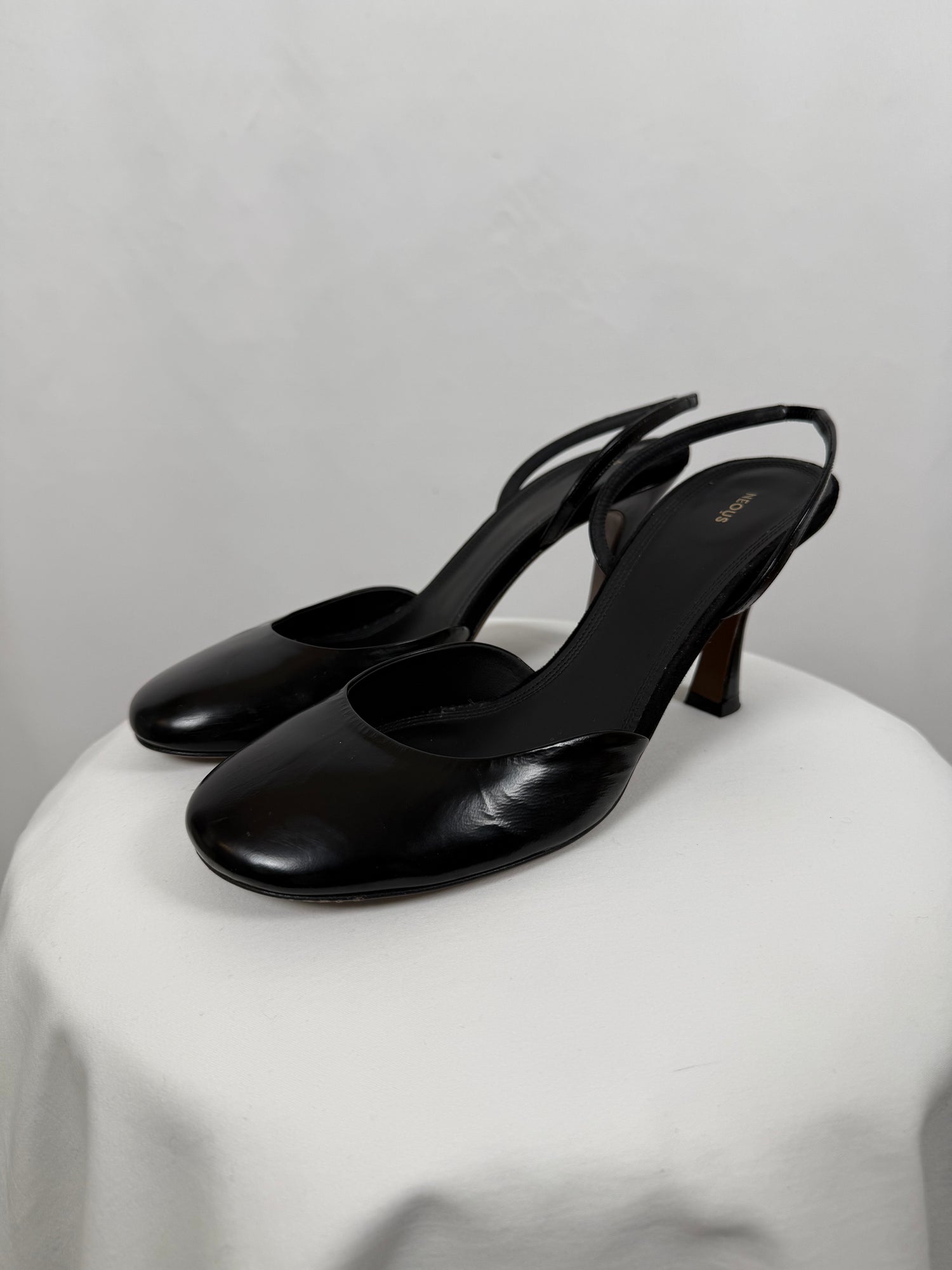 Slingbacks Baten 80mm noir en cuir