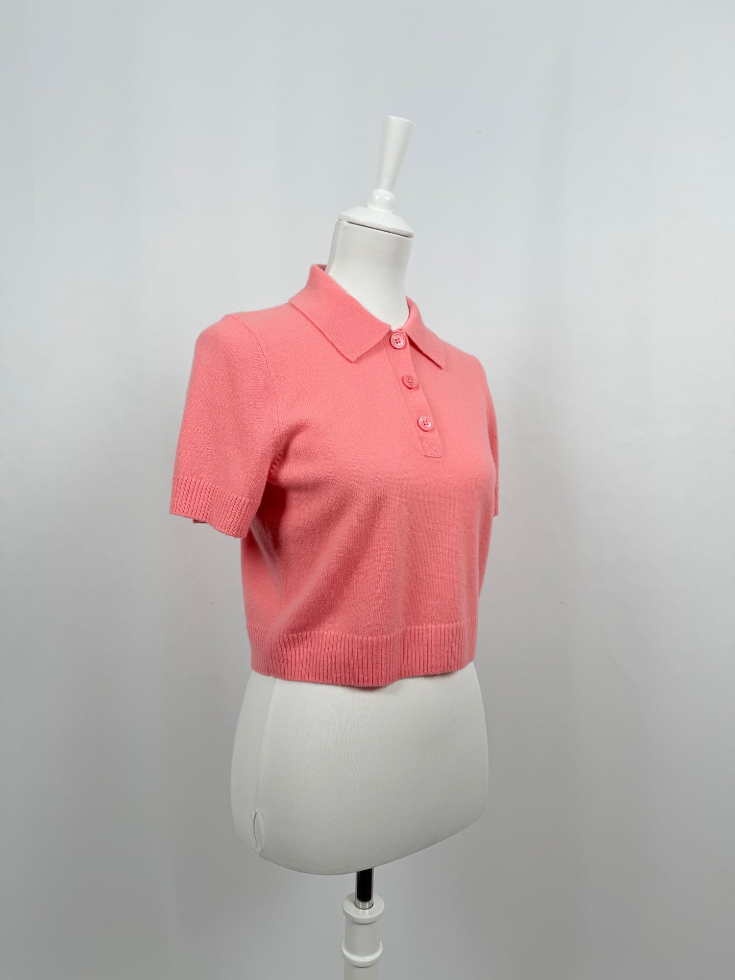 Pink cashmere polo shirt