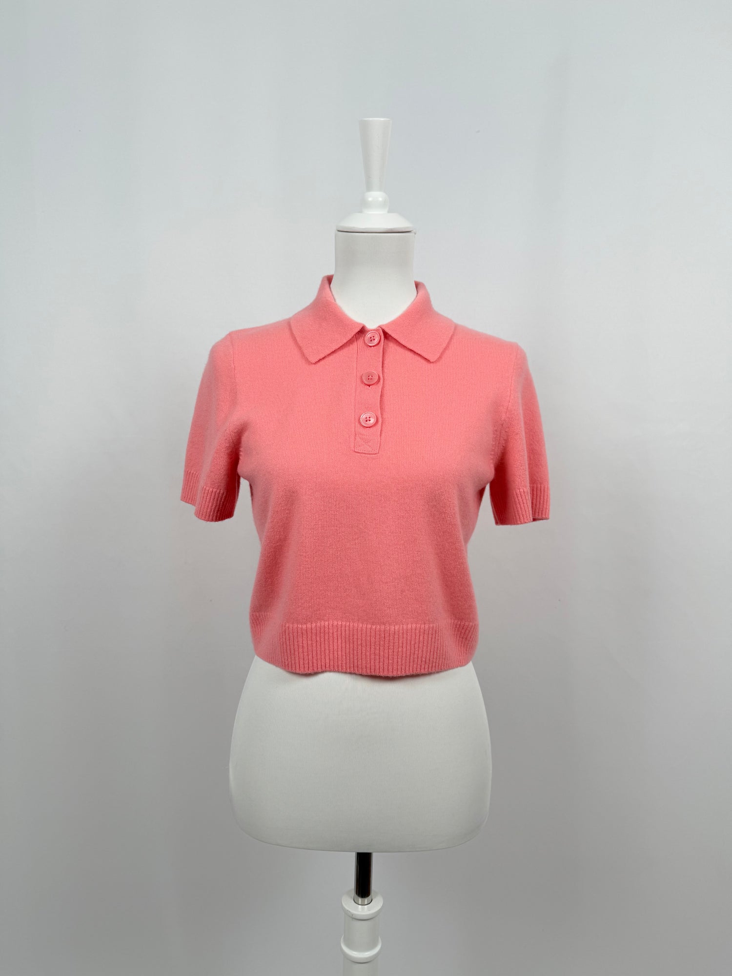 Pink cashmere polo shirt