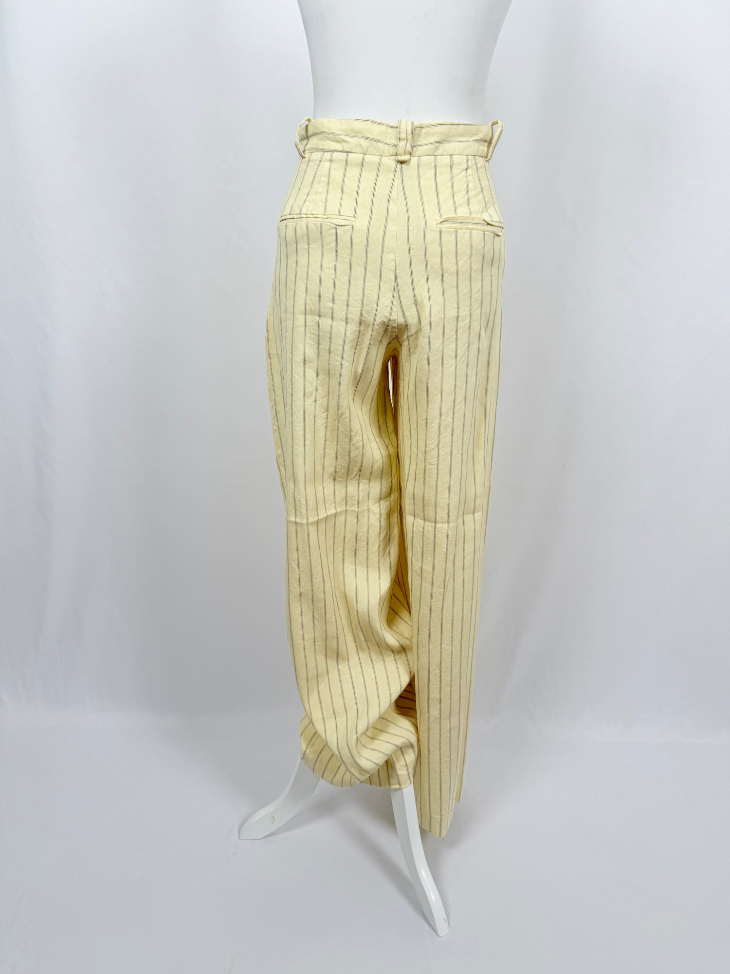Pantalon en lin à rayures jaune