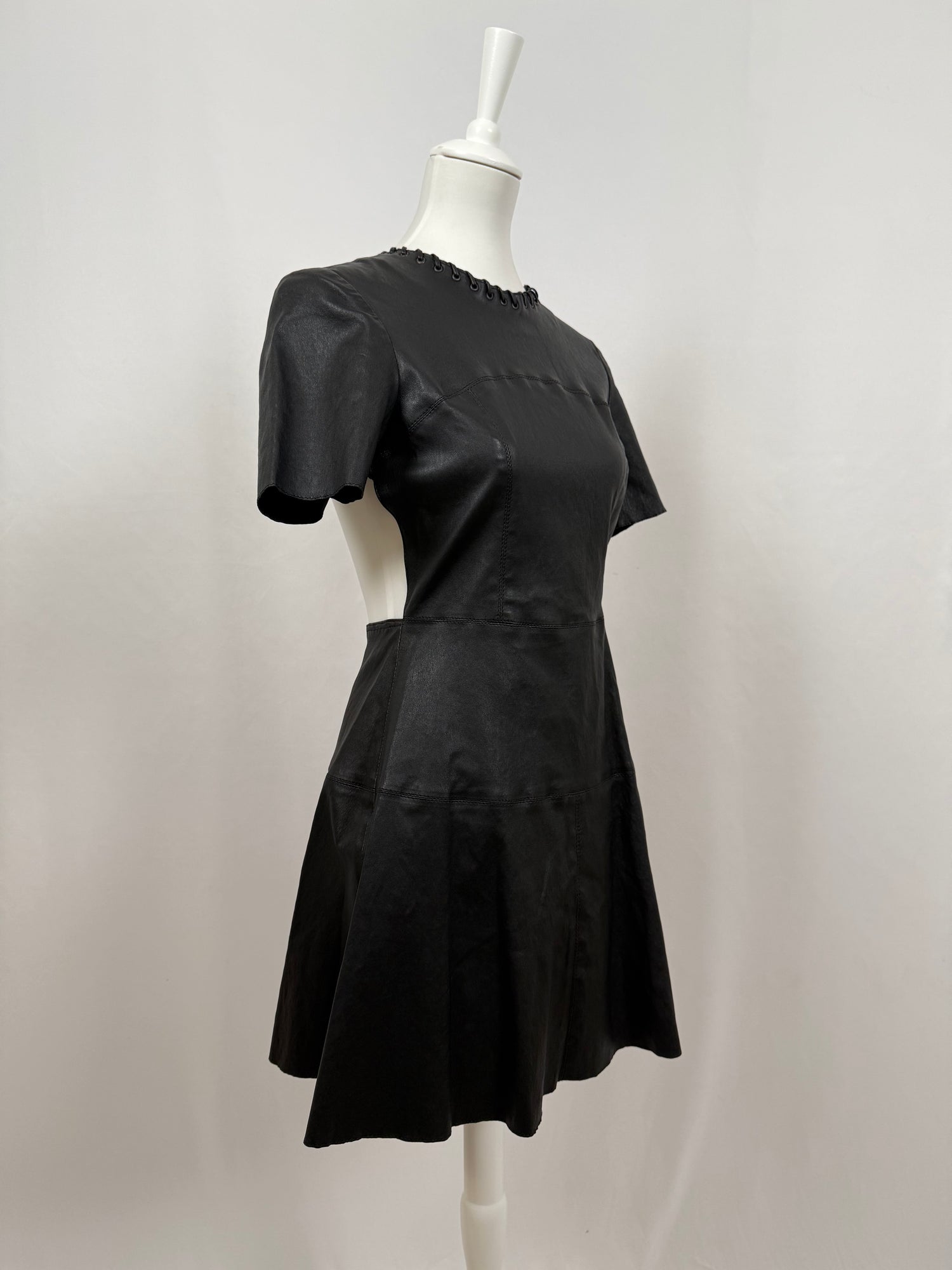 Negin short black leather dress