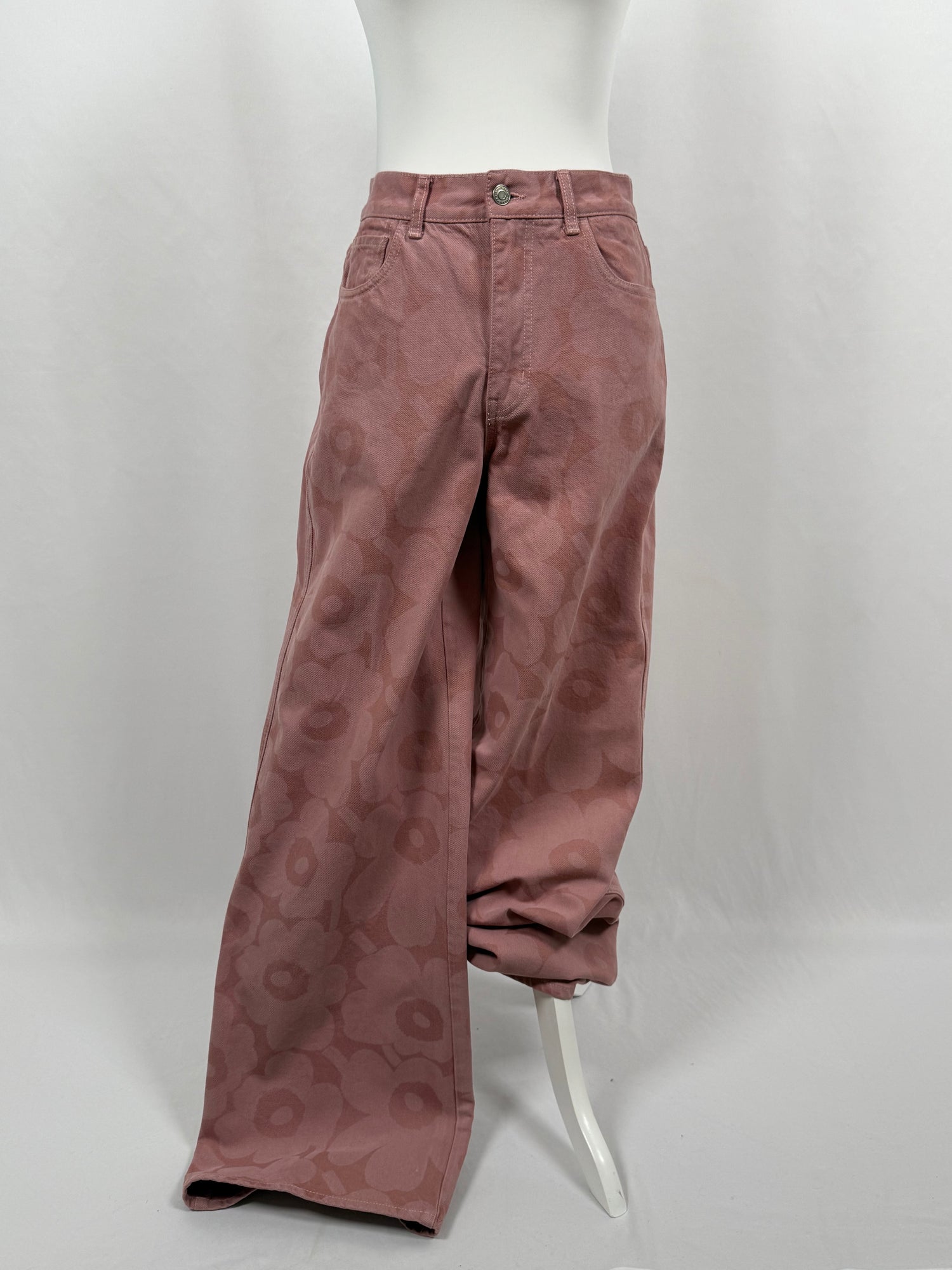 Wide-leg floral trousers