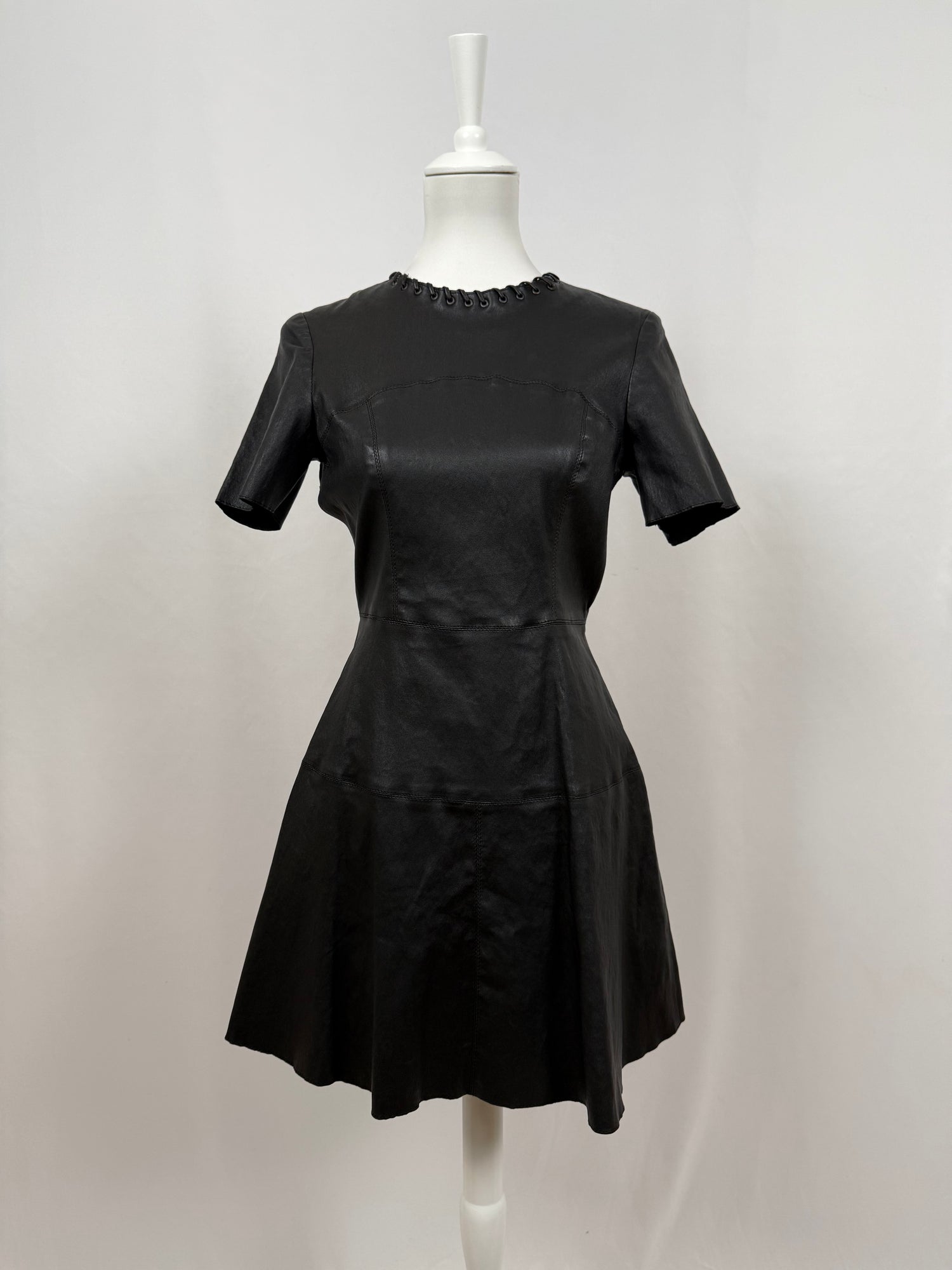 Negin short black leather dress