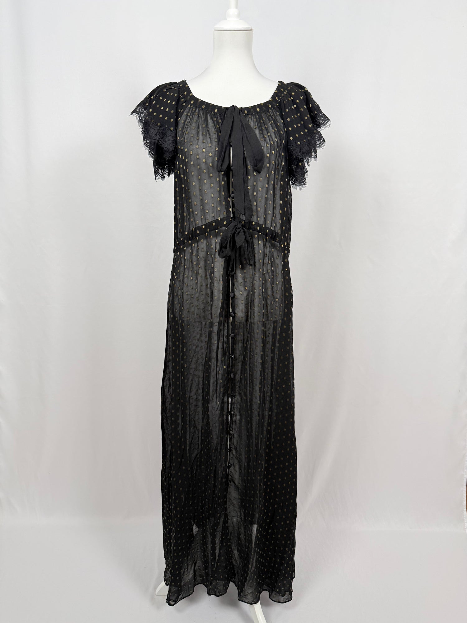 Robe transparente à pois Liz Lurex noire