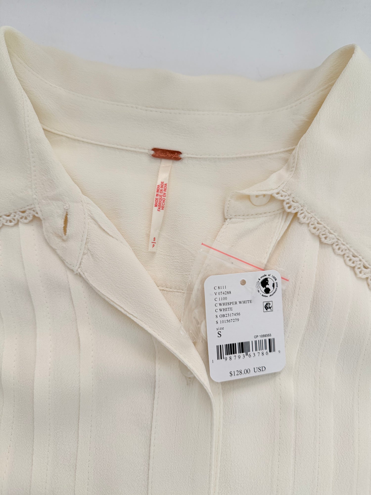Top Melrose crème à détails plissés